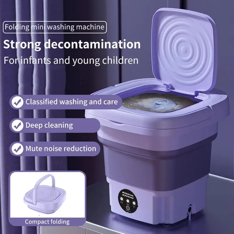 High Capacity Mini Washer With 3 Modes Deep Cleaning Half Automatic Washt Foldable Washing Machine With Soft Spinn Dry For Socks