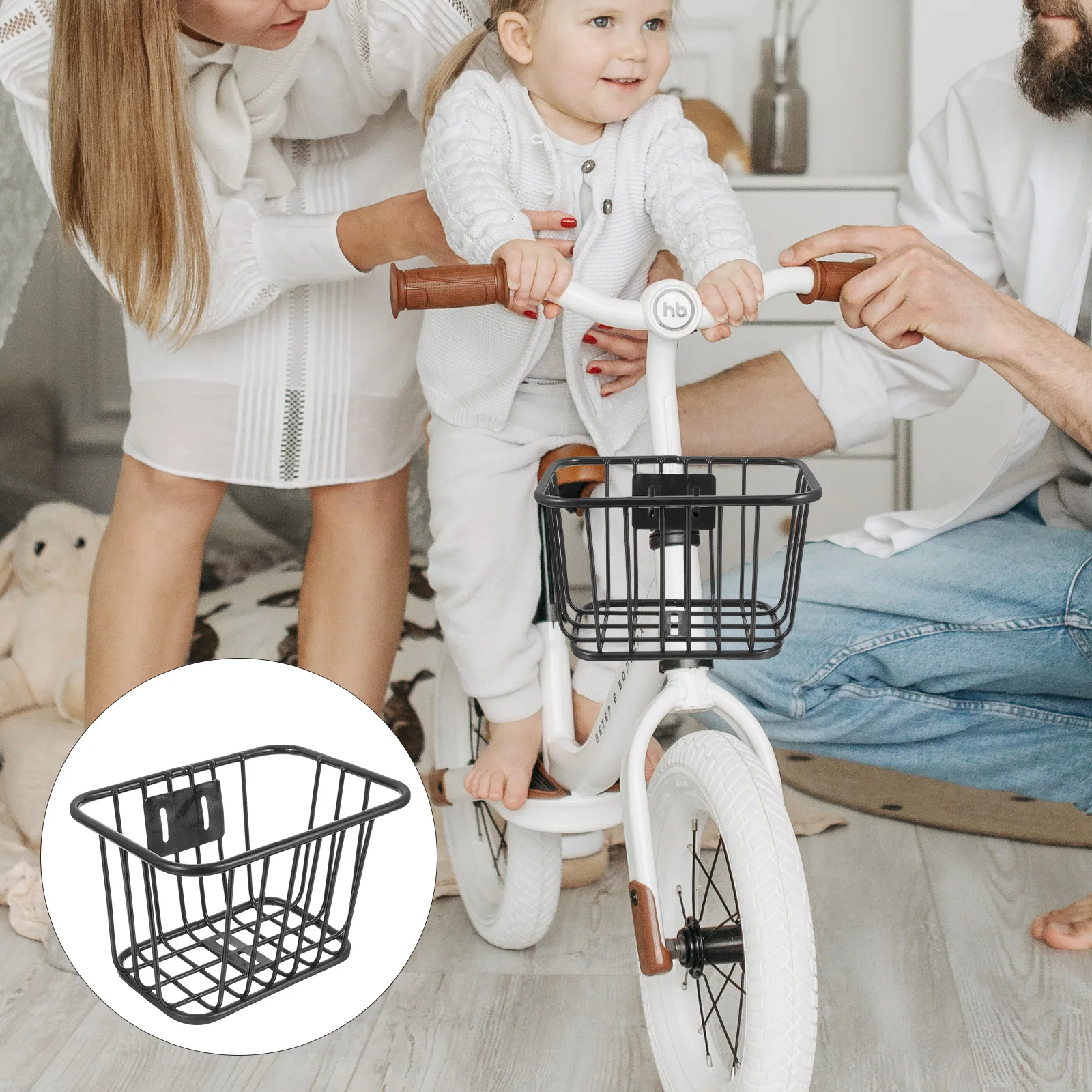 

Kids Bike Front Basket Sturdy Iron Mounting Pre-Drilled Hole Easy Install Detachable Cycling Storage for Mountain Children's