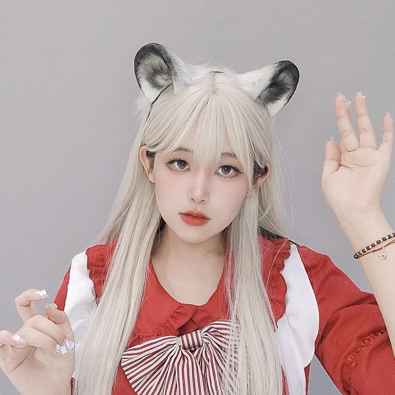 Lolita Plush Hair Hoop Animal Bear Ears Headwear Furry Headband Cute Headpiece Anime Fancy Dress Kawaii Cosplay Accessories