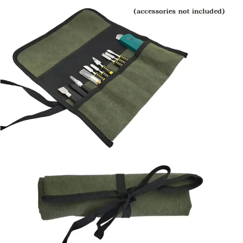 【L】Multiple Pocket Multi-Purpose Roll Up Tool Bag Oxford Cloth Wrench Pouch Screwdrivers Drills Storage Case Bag Hanging Tool
