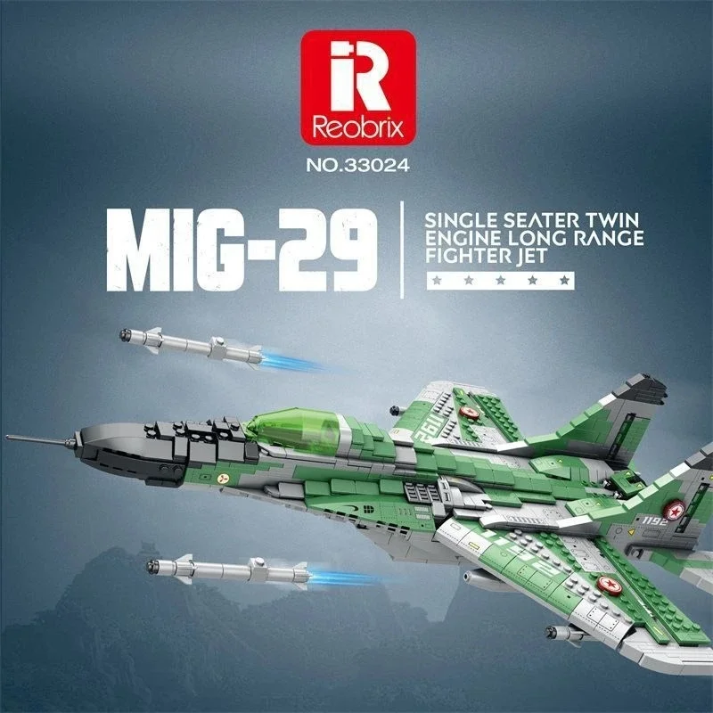 33024 MIG29 Fulcrum Fighter Jet Building Blocks 1387Pcs Military Aircraft MOC Model DIY Puzzle Toy Gift For