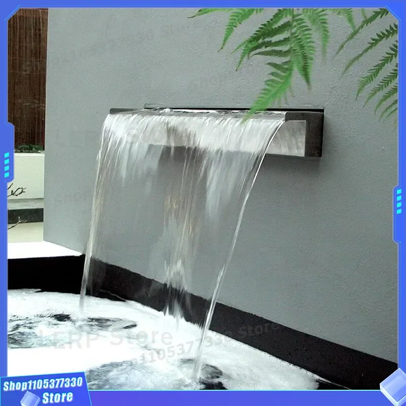 304 Stainless Steel Waterfall Outlet Flowing Water Wall for Courtyard Fish Pond Flower Bed Stacked Water Landscape Feature