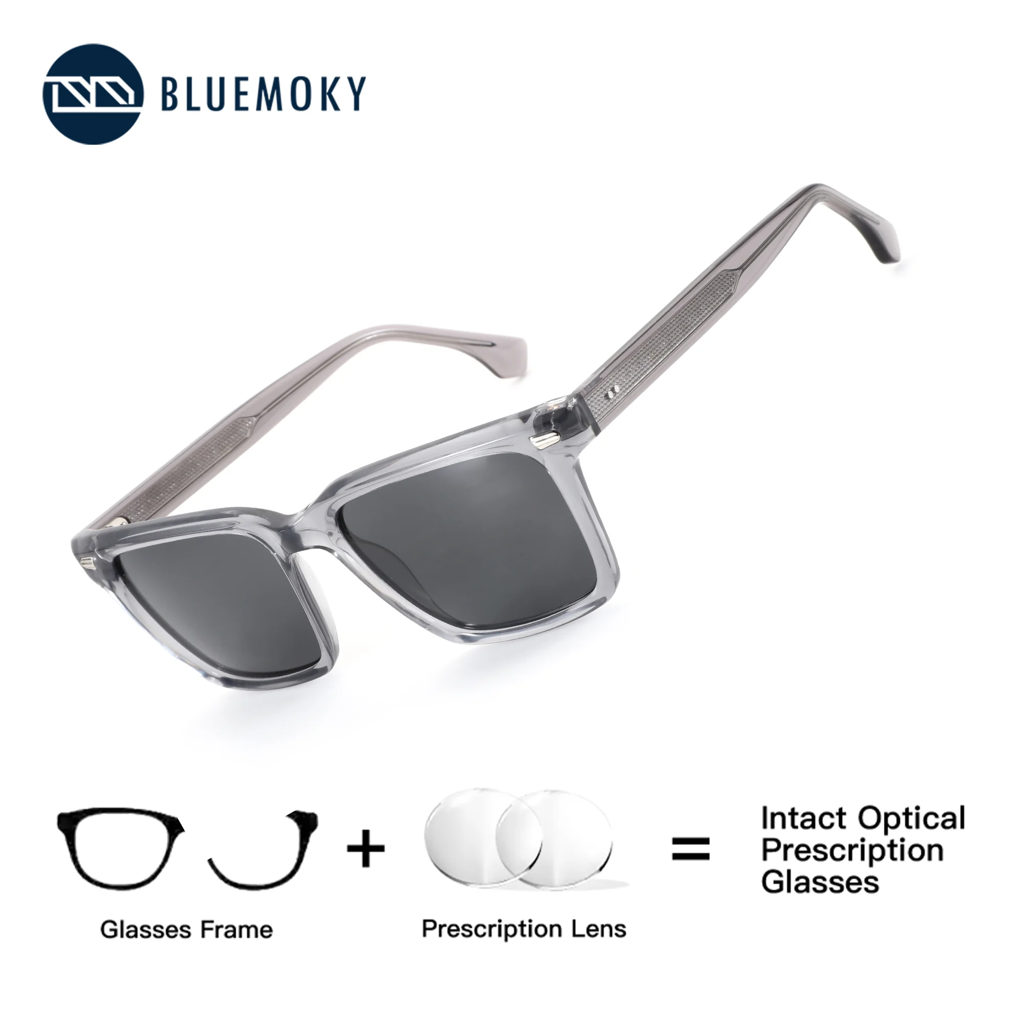 BLUEMOKY Square Style And Sight Prescription Sunglasses For Women Acetate Featuring Polarized UV400 Protection