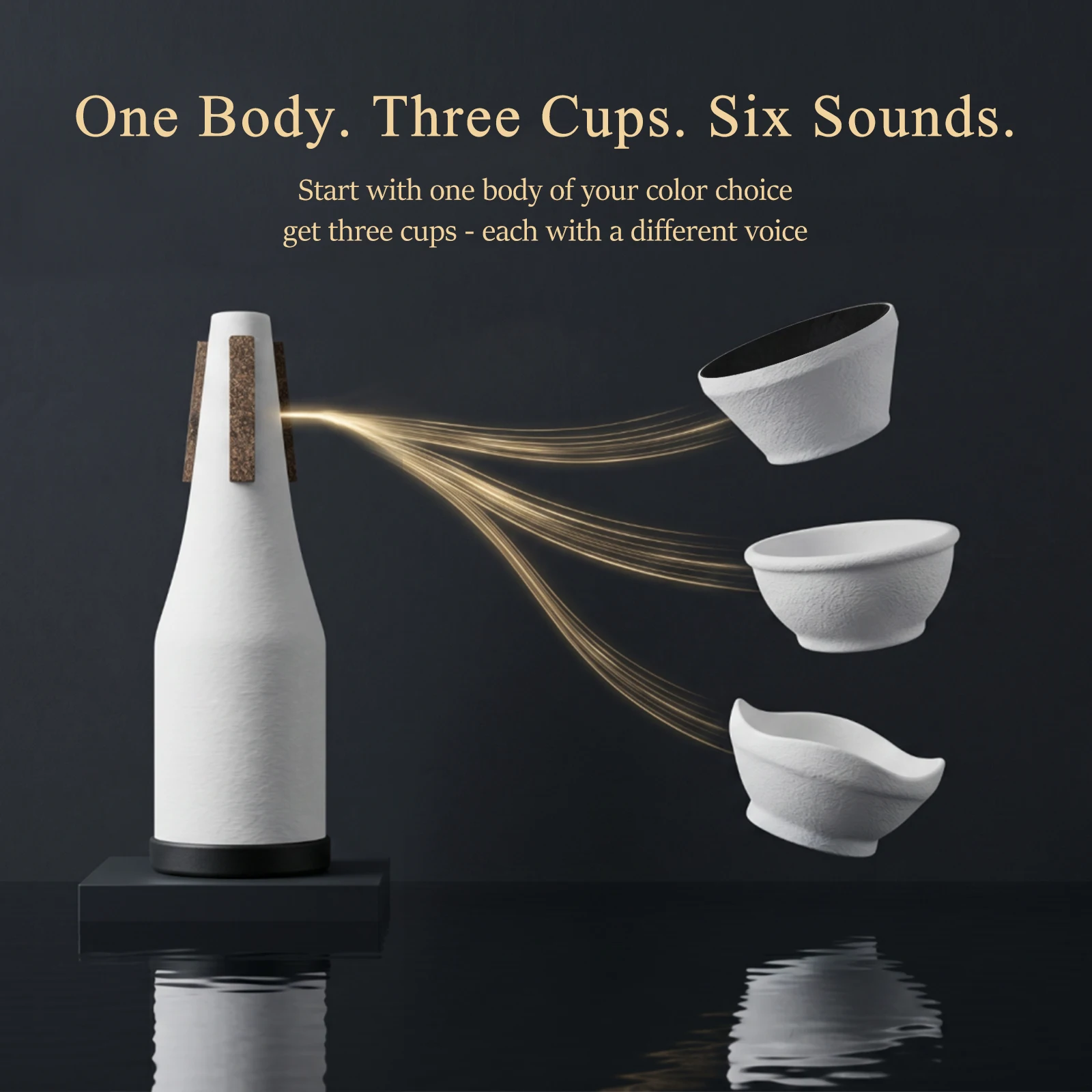 Trumpet Mute Silencer, Three-Tone Cup Combination, Changeable Cup Type, Lightweight Mute Silencer, Effective Sound Reduction