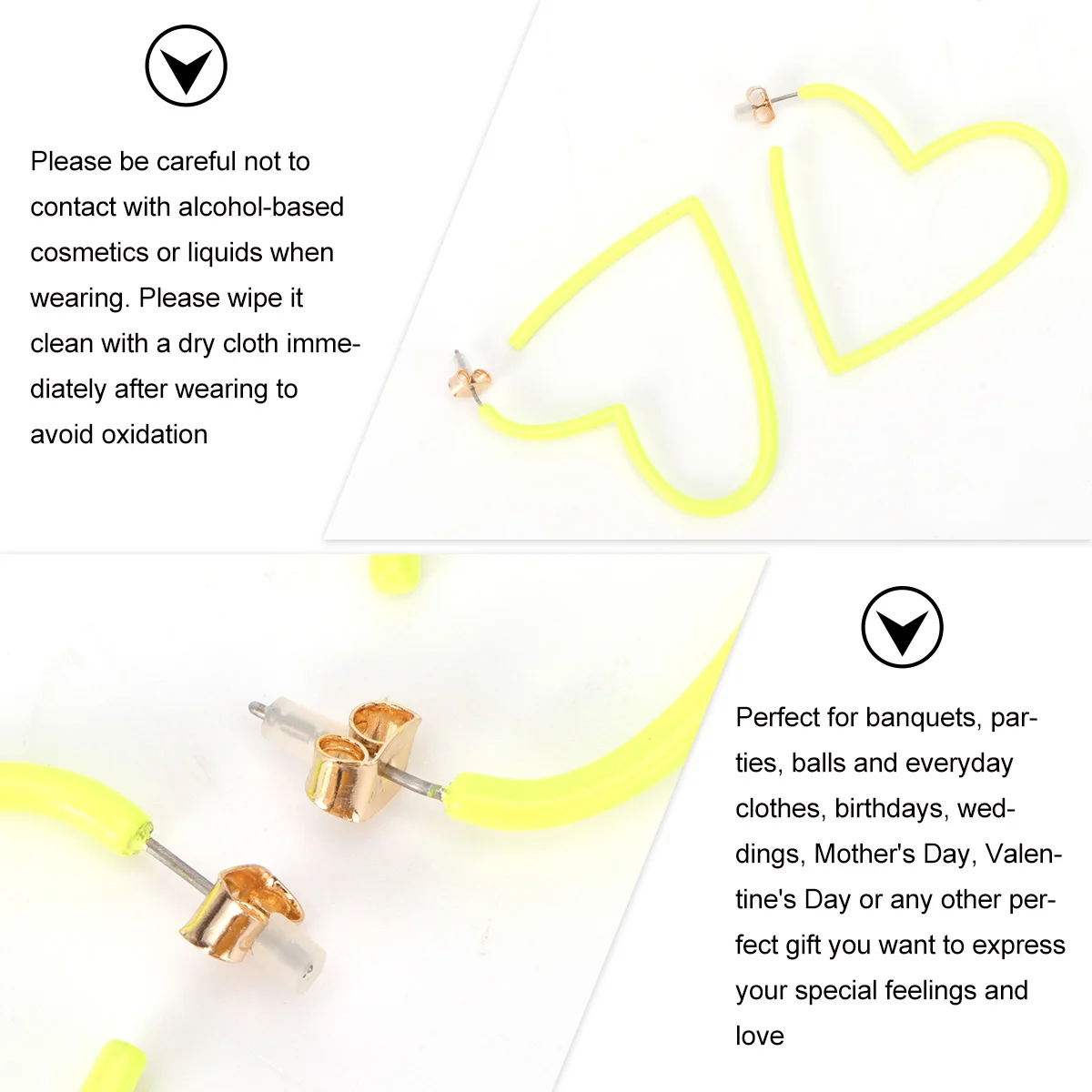 

1 Pair Exaggerated Heart Shape Earrings Geometric Stylish Earbobs Hollow Out Personalized Jewelry Daily Wear Unique Ear Dangles