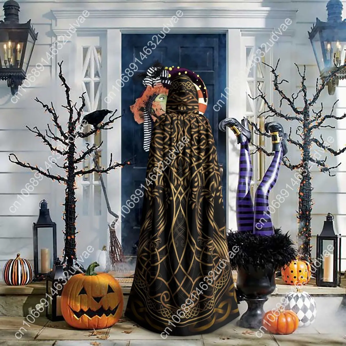 Capa larga Yggdrasil Raven capa con capucha abrigo sudaderas con capucha de otoño