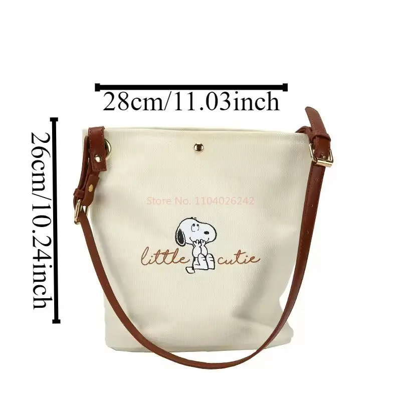2026 Series Snoopy Women'S Cute High-Capacity Bucket Bag Fashion Canvas Shoulder Bag Classic Letter Print Casual Crossbody Bag view 5