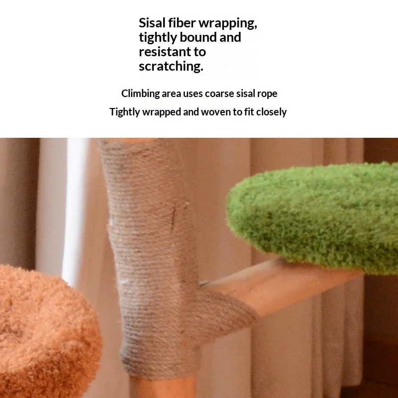 Árbol rascador de madera maciza para gatos, todo en uno - imagen 2
