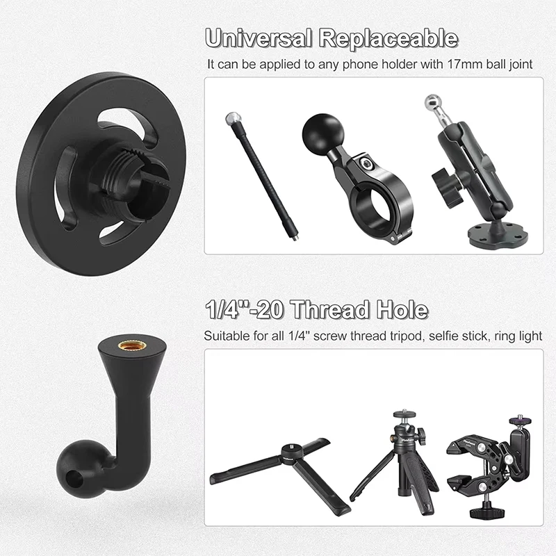 Magnetic Tripod Holder For MagSafe iPhone Tripod Mount Adapter with 1/4 Screw Hole Magnetic Tripod Accessory 360 Degree Rotation