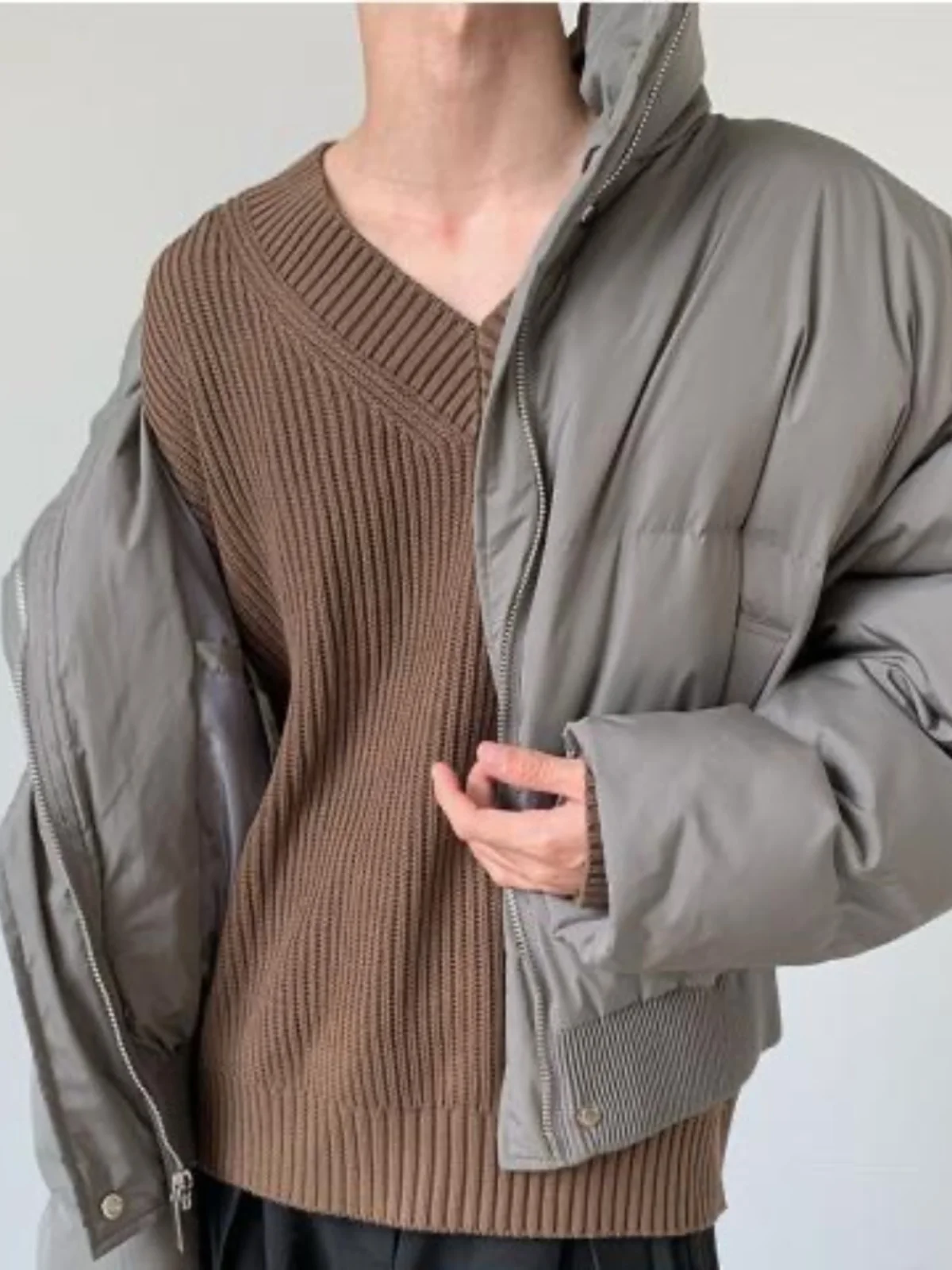 

Thiened Heavyweight Stand Collar ort Cotton Jaet Simple Outerwear Fce Lined Bread Sle Men Loose Winter Casual or...