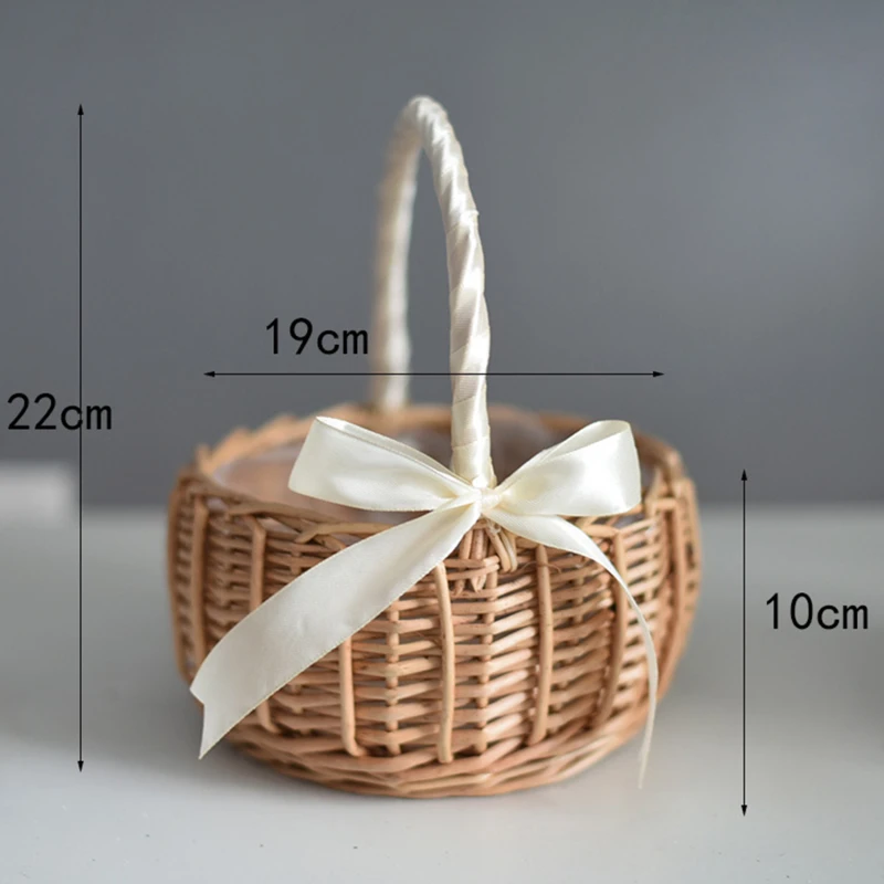 Woven Flower Basket Rattan Storage Basket Flower Girl Hand Basket Handmade Flower Basket For Home Wedding Decor