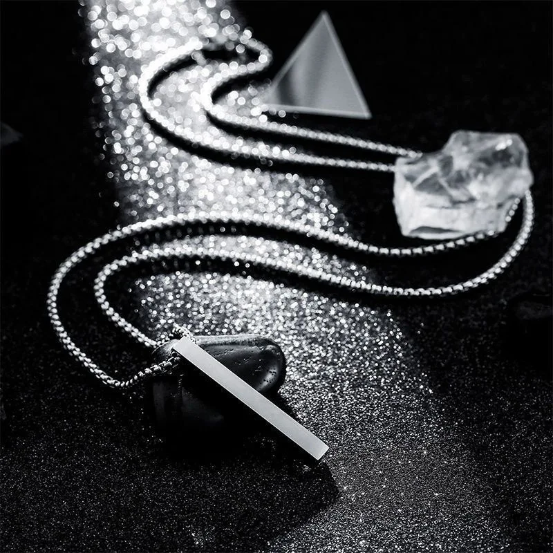Classic Pillar Necklace For Men Women Metal 3D Bar Pendant Chain Popular Casual Unisex Neck Collar Fashion Jewelry Wholesale