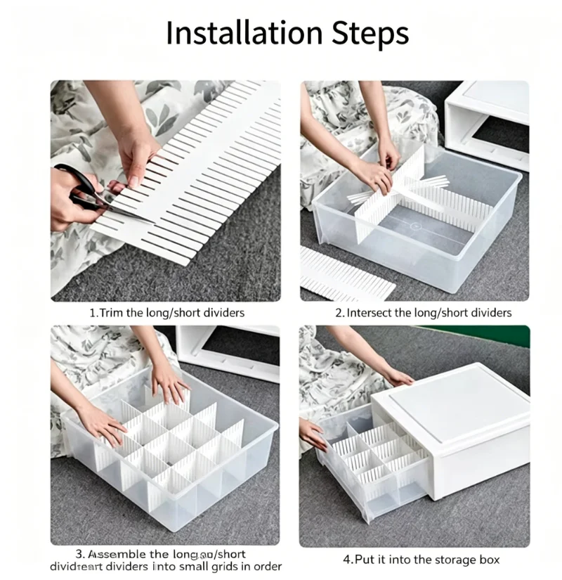 Household Drawer Divider Drawer Storage Divider Bedroom Cabinet Drawer Underwear Sock Sorting Adjustable DIY Storage Rack