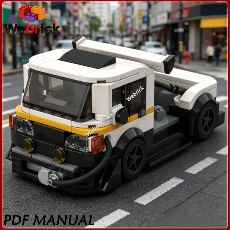 

MOCHigh-detail 2001 Japanese light delivery drift truck building blocks, tune-up racing DIY assembly mini bricks display 188183