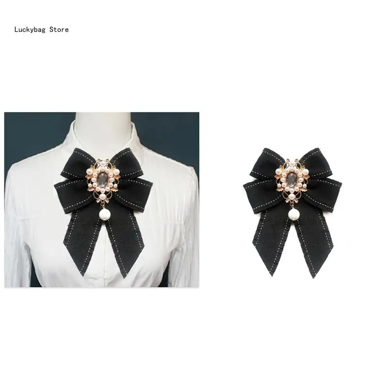 Women Pre-tied Bow Ties with Pins Bowknot Neckties for Students Girls Professional Ladies