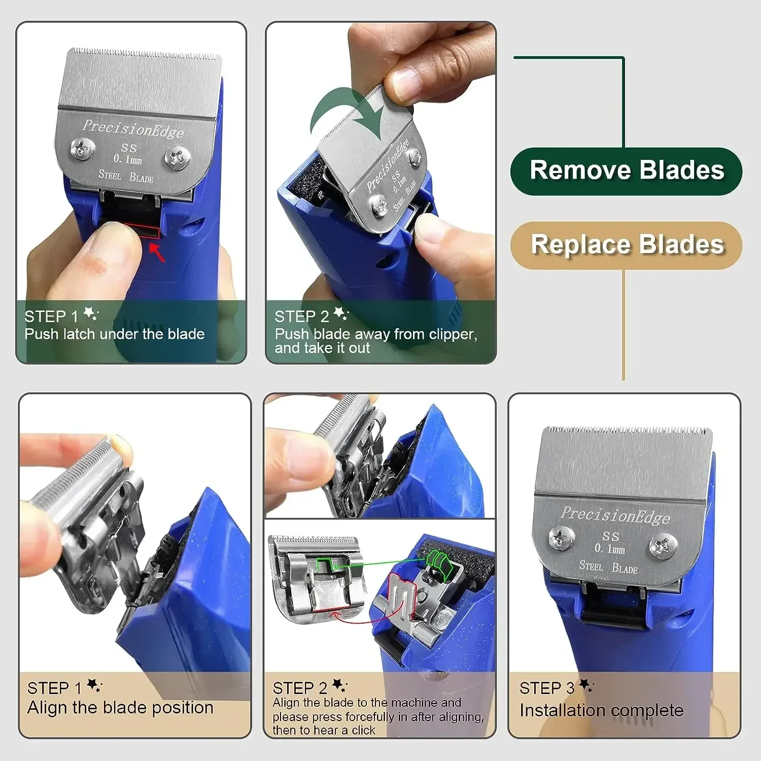ss 0.1mm Animal Detachable Blade For Andis AG,AGC/Oster Classic 76,Star-Teq,Power-Teq,A5 /Wahl KM series pet dog Clipper - view 3
