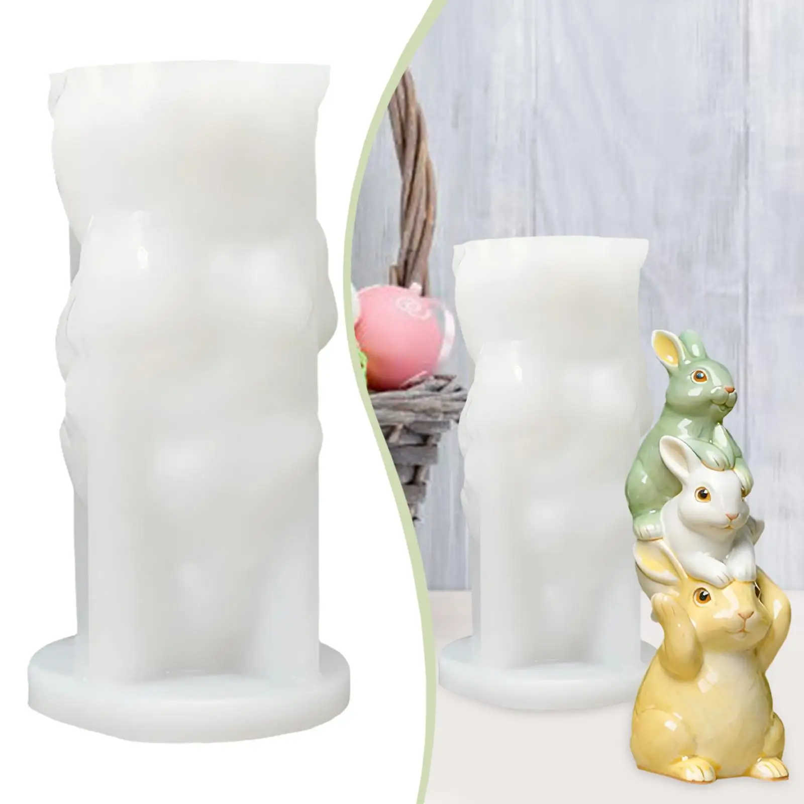 

Silicone Easter Candle Model Bunny Shaped DIY Craft Candle Making Supply for Aroma Candles Living Room Party Table Decoration