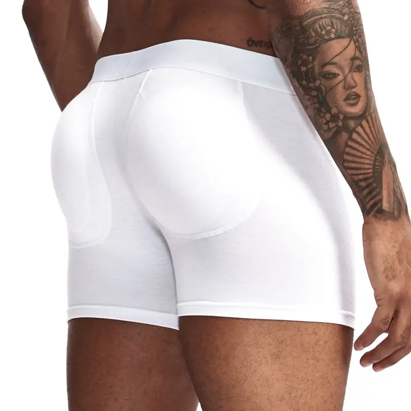 Jockmail Men Sexy Butt Lifter Enlarge Push Up Underpants Removable Pad Boxer Underwear Butt-Enhancing Trunk Shorts Male Panties