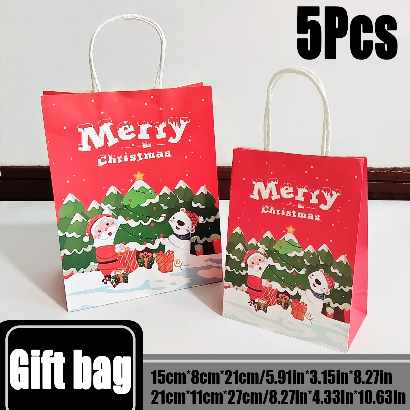 5Pcs gift bag for Christmas Birthday Wedding Celebrationgift candy baking souvenir tote bag