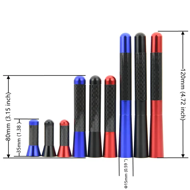 Uniwersalna antena samochodowa 8CM 12CM Mała krótka antena samochodowa z włókna węglowego Automatyczna stylizacja Akcesoria