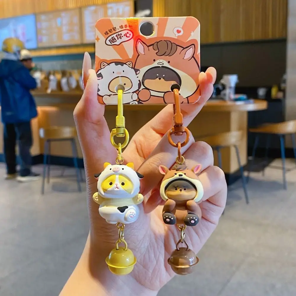 Portable Resin Pet Head Charm Pendant Snap Buckle Pair Set Cartoon Phone Strap Keychain Pendant Couple Matching