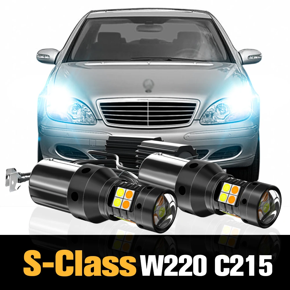 

2pcs Canbus LED Dual Mode Turn Signal+Daytime Running Light DRL Accessories For Mercedes Benz S-Class W220 C215 1998-2006