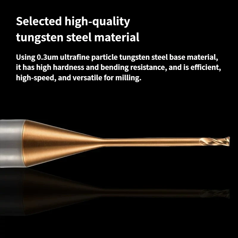 Micro End Deep Groove Milling Cutter Flat Nose D0.3-0.9mm Ball Nose R0.15-R0.45 Carbide Mini Long Neck End Mill for Steel Parts