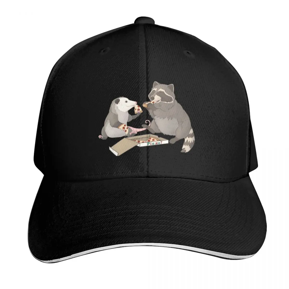 Possum and Raccoon eating pizza Baseball Cap Unisex for Men Women Outdoor Golf Running Hiking Summer Beach Travel