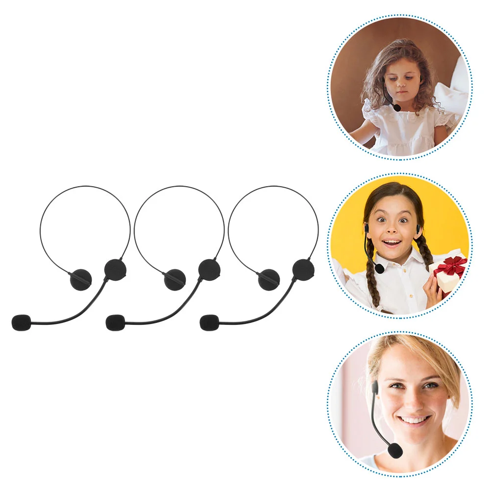 3 Pcs Earphone Fake Headphone Props Child Headset Toy Singing Microphone Plastic Fun Stage