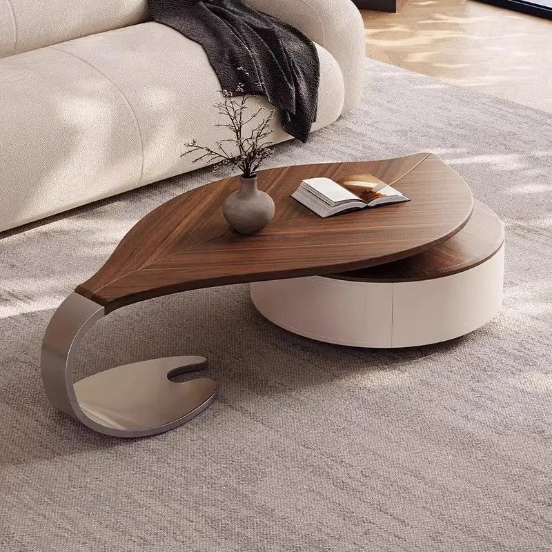 

Coffee table living room home medium and ancient style, simple and modern light luxury solid wood special-shaped