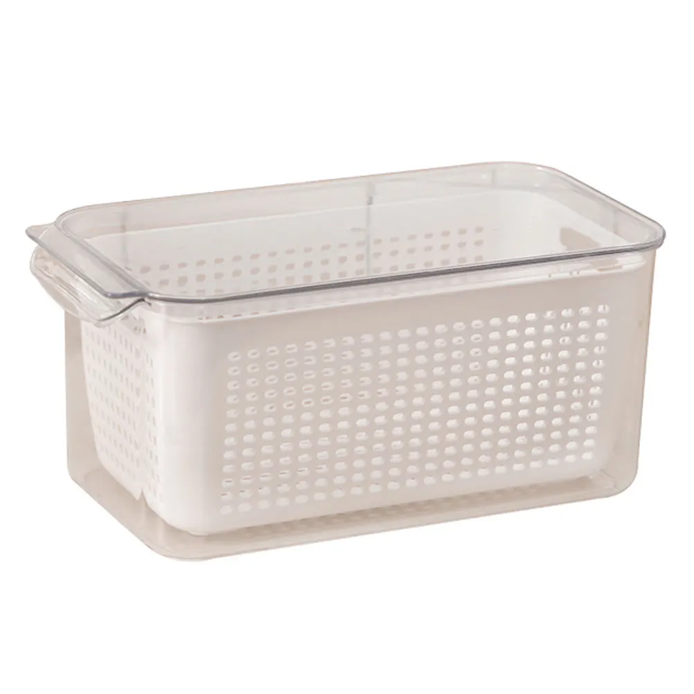 

PET Food Storage Containers Vegetable Crisper Sealable Kitchen Boxes Fruit Organizer Refrigerator Baskets Draining Pan Double