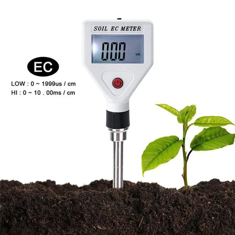 EC Detector Soil Analyzer -Conductivity Test Potted Planting EC Meter Flowers and Plant Agriculture Detector -White