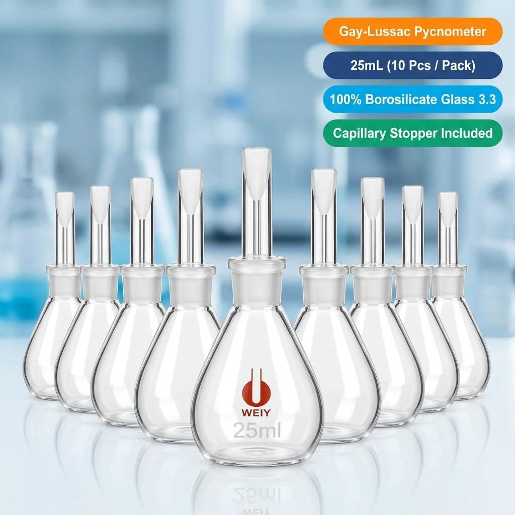 DXY 10Pcs/Lot 25mL Gay-Lussac Pycnometer Specific Gravity Bottle Borosilicate 3.3 with Capillary Stopper for Liquid Density
