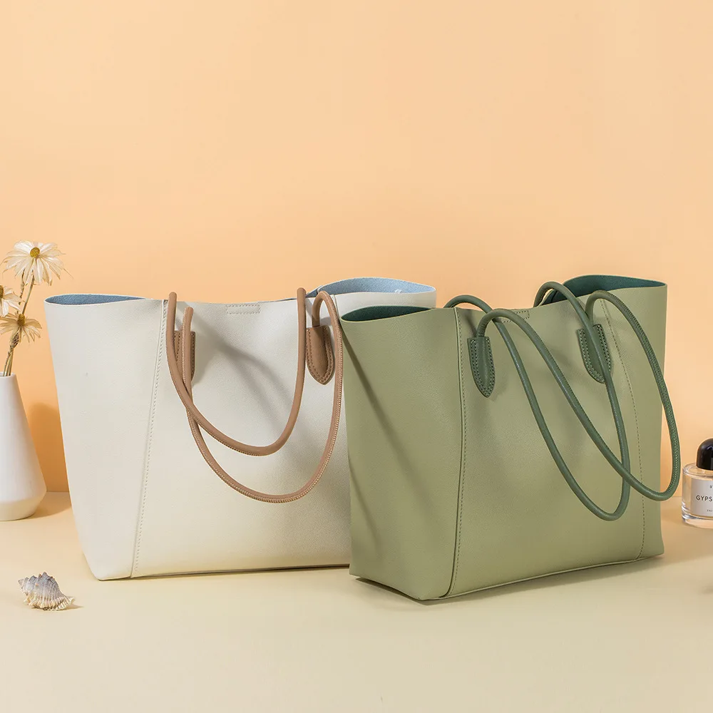 Lady Shoulder Bag Genuine Leather Fashionable Women's Tote Bag Large Capacity High-end Feel Niche Commuter Mother-daughter Bag