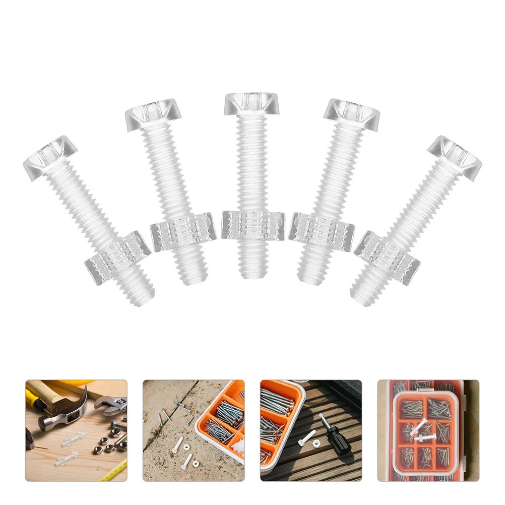 

10Set Transparent Acrylic Self Tapping Screws Nuts Furniture Fasteners Anti-Aging Clear Connectors Kit for Door Window Home