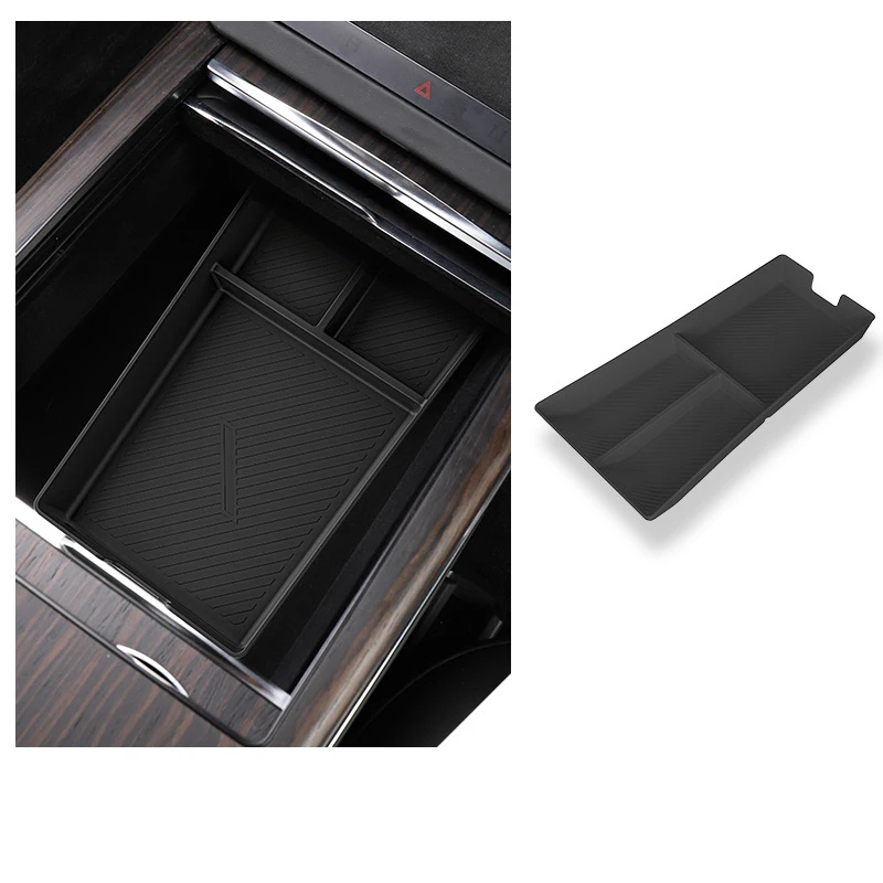 

Car Center Console Lower Tray Armrest Box Underlay Back Row Seats Storage Tank Pad For Model S X 2022 2023 2024 2025 Accessories