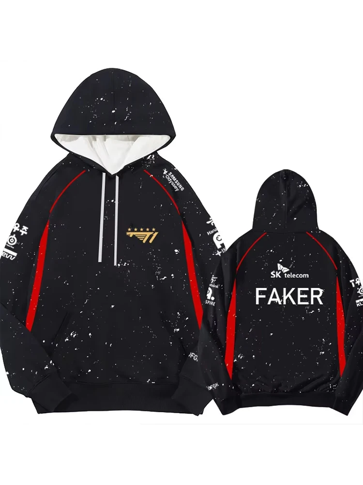 2024 New T1 Esports Team Uniform Hoodie League Of Legends World Finals Jersey Sweatshirt LOL Games Faker Fan Support Men Clothes