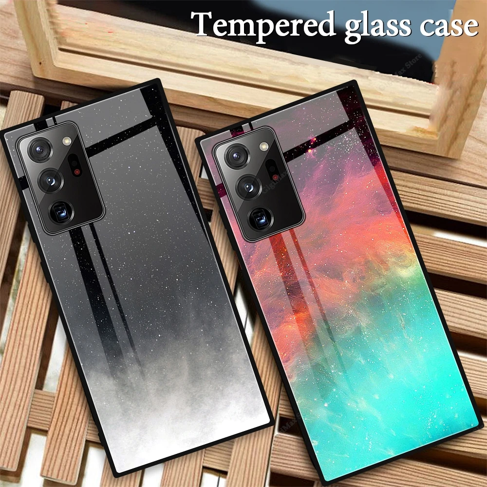 Starry Sky Glass Case For Samsung Galaxy S24 Ultra Plus 5G Glossy Funda For Samsung S24 S 24 Ultra Plus 5G Shockproof Coque Case