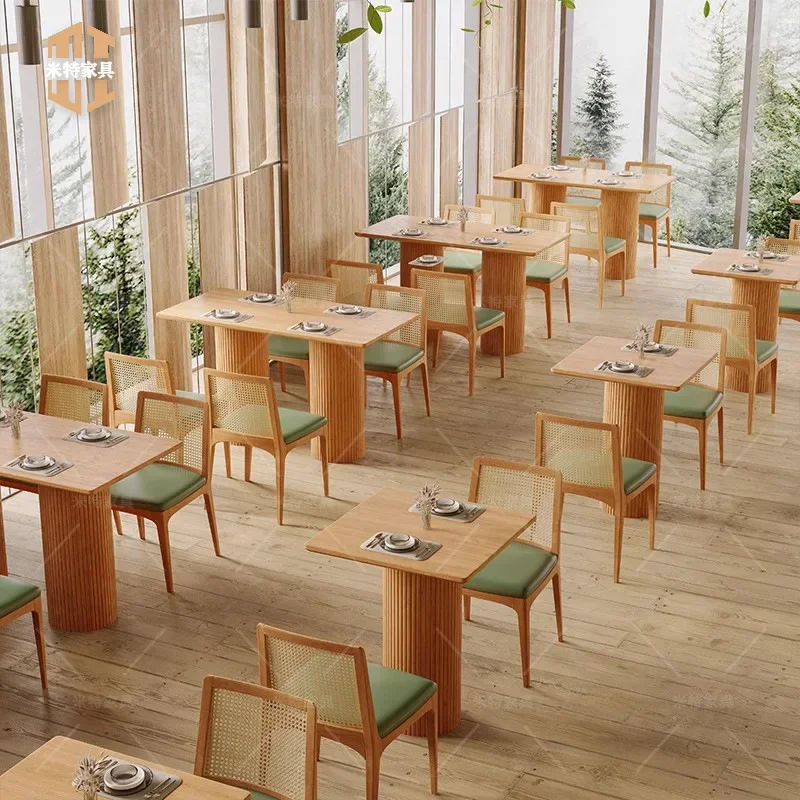 Japanese solid wood semi-circular rattan booth sofa, catering chain restaurant, hot pot restaurant, Western restaurant