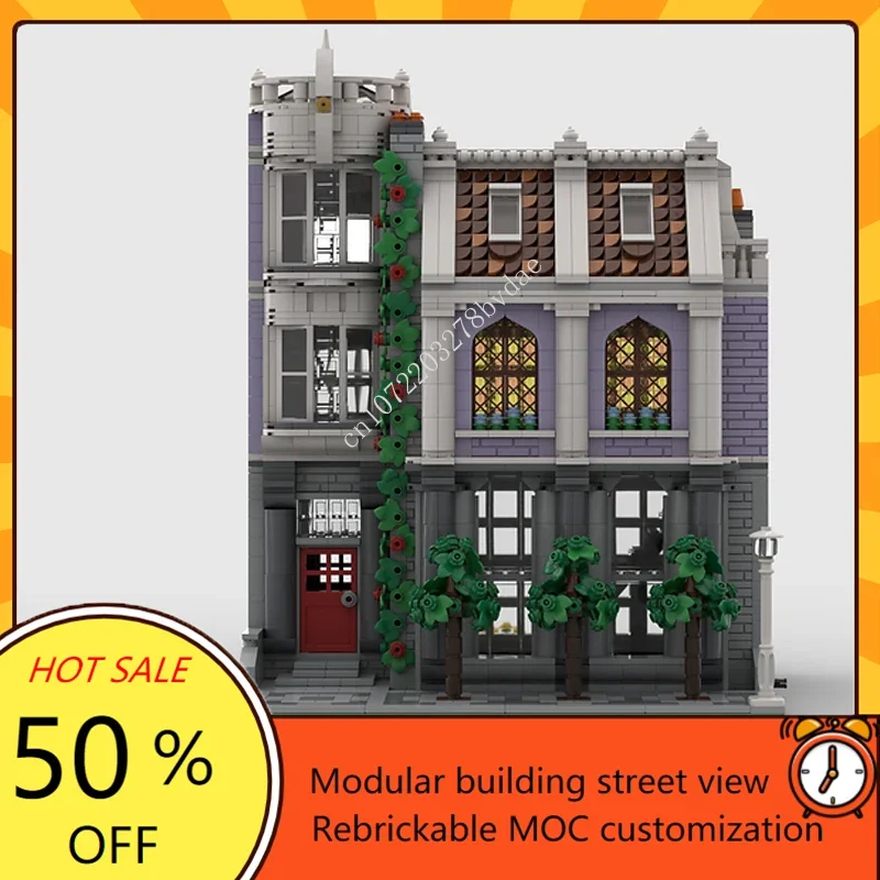 MOC-décennie s de construction modulaires, modèle de vue sur la rue, bricolage, architecture, éducation, assemblage, boutique de fleuriste, jouets modèles, cadeaux créatifs, 2658 pièces