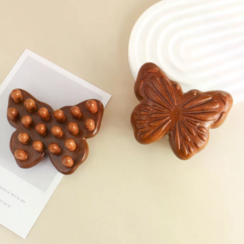 

Butterfly Shape Massage Comb Multi-Functional Scalp Head Massager Natural Sandalwood Circular Tooth Guasha Scraping Body Massage