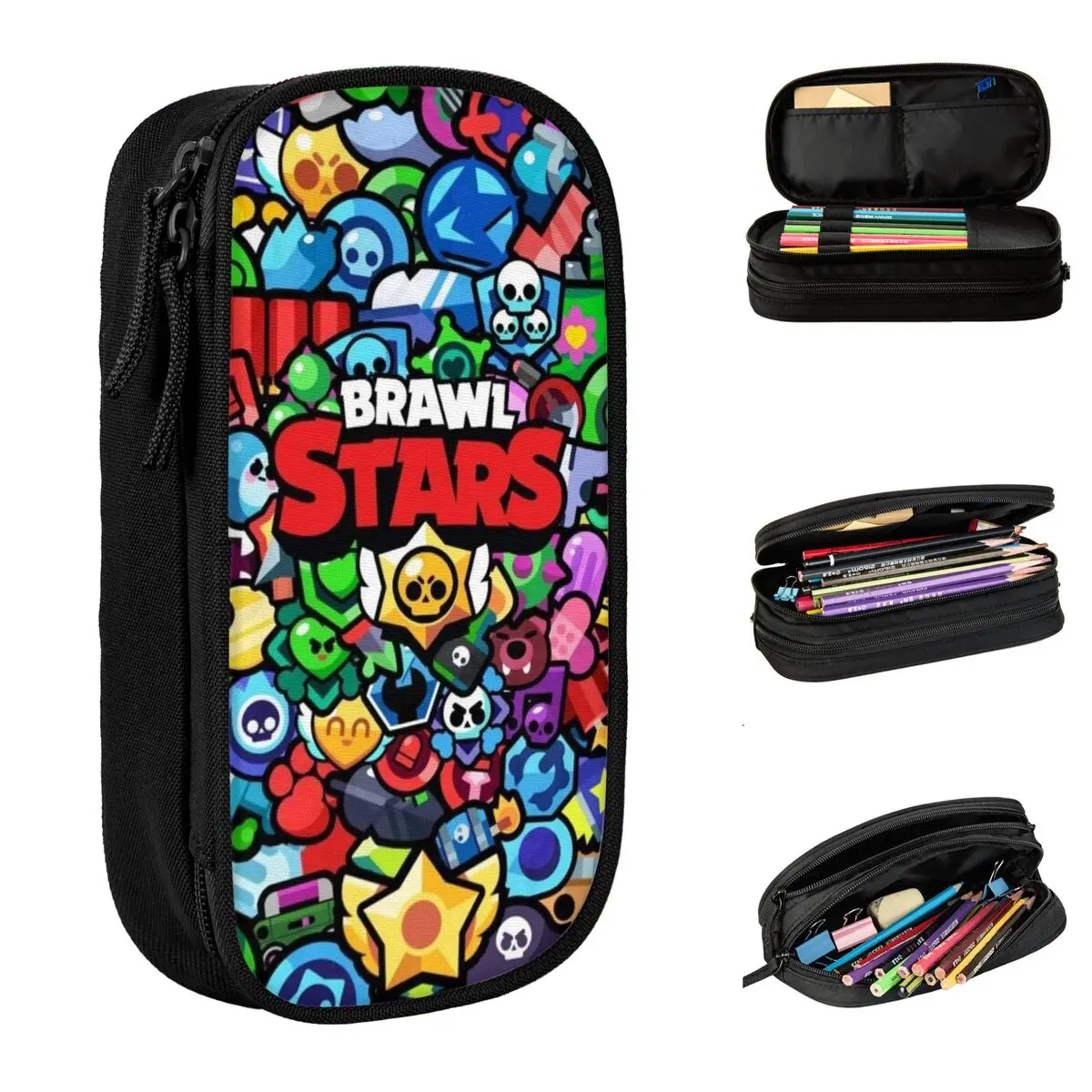 lapis de grande capacidade para meninas suprimentos escolares para jogo brigado estojo de dupla camada bolsa de maquiagem presente incrivel case 01