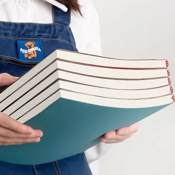 Cuaderno de página interior de línea Horizontal y en blanco con cubierta de PU suave, cuaderno A4, diario de reuniones de oficina, Bloc de notas de estudio, 100 y 208 hojas