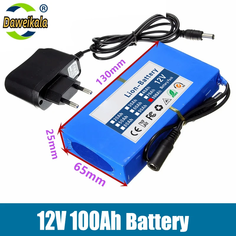 12V 100000mAh Lithium Polymer 12.6VDC Super Rechargeable Battery for CCTV Camera Wireless Transmitter Rechargeable Battery