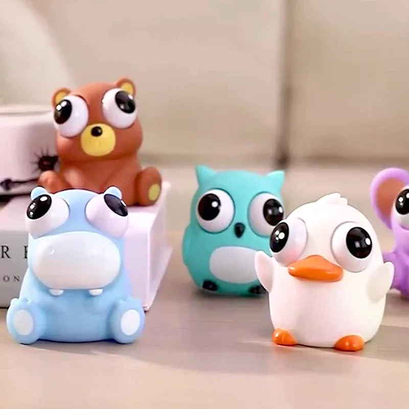 Eye Squeeze Cartoon Animal Sensory Toys Fun Novelty Fidget Anxiety Eyeball Bouncing Toy Gifts For Kids Adults