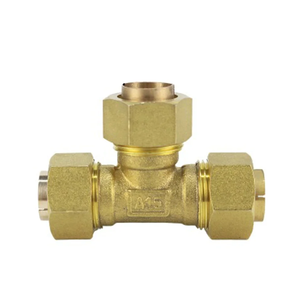 1pc Pipe Connector Brass Pipe T-Piece Fittings Pressure Resistant Connector For Heating System Accessories