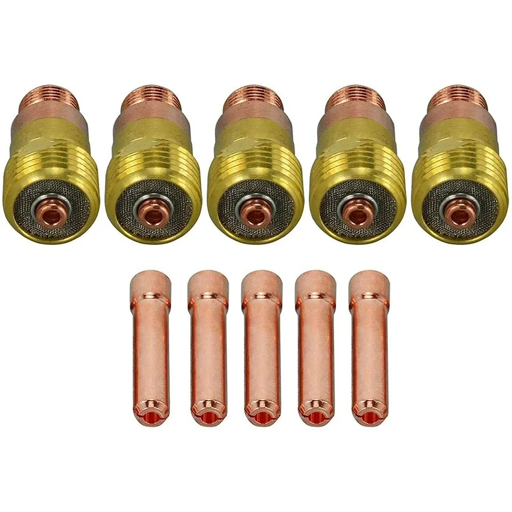 

5 комплектов газовых линз TIG 17GL040 0,040 '10N22S, комплект цанг для SR, для WP 17 18 26, газовые линзы TIG, сварочные аксессуары