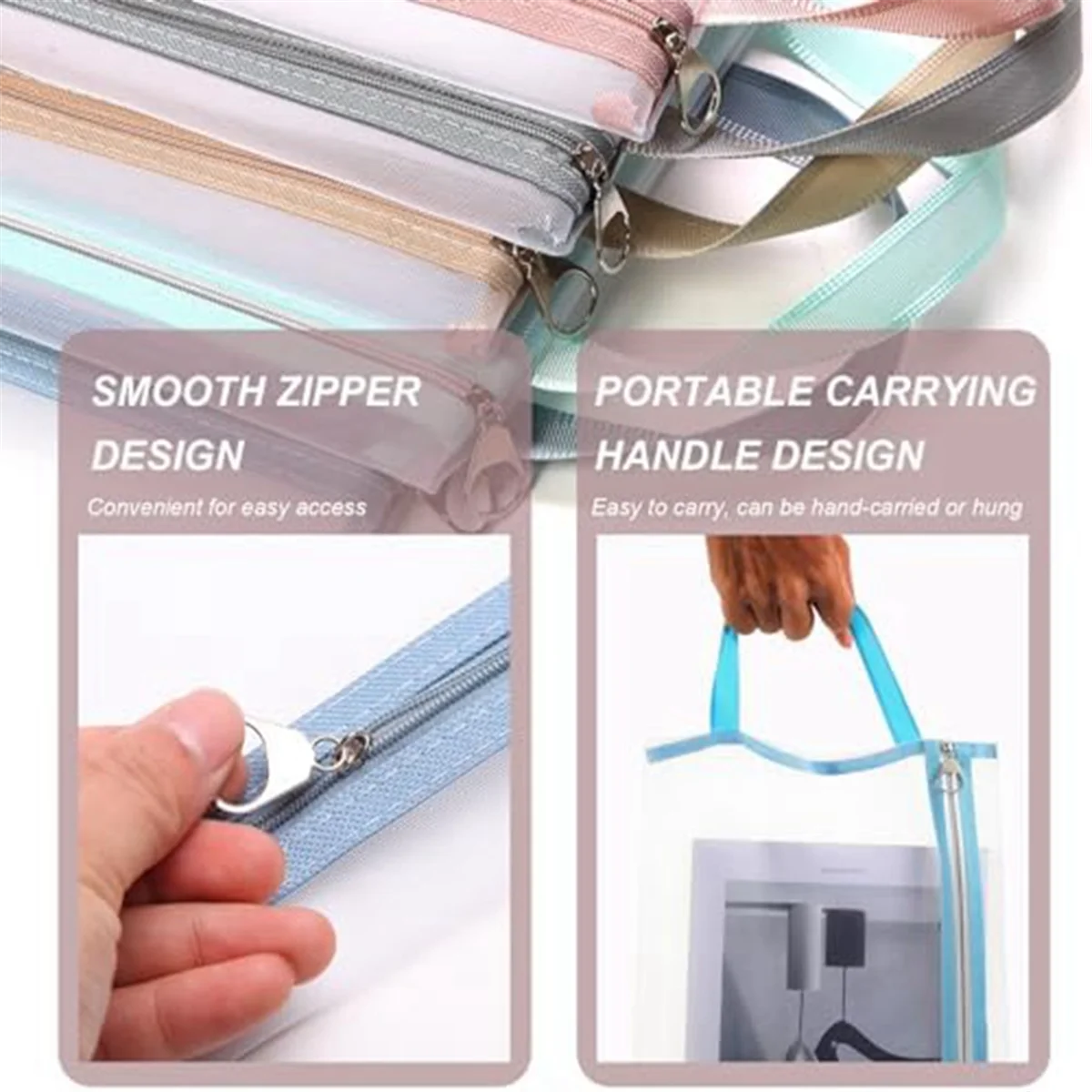 Mesh Zipper Pouch Bags for Organization 10Pcs,Mesh Bags with Zipper Thickened Nylon Material,A4 Size 10Colors Mesh Pouch