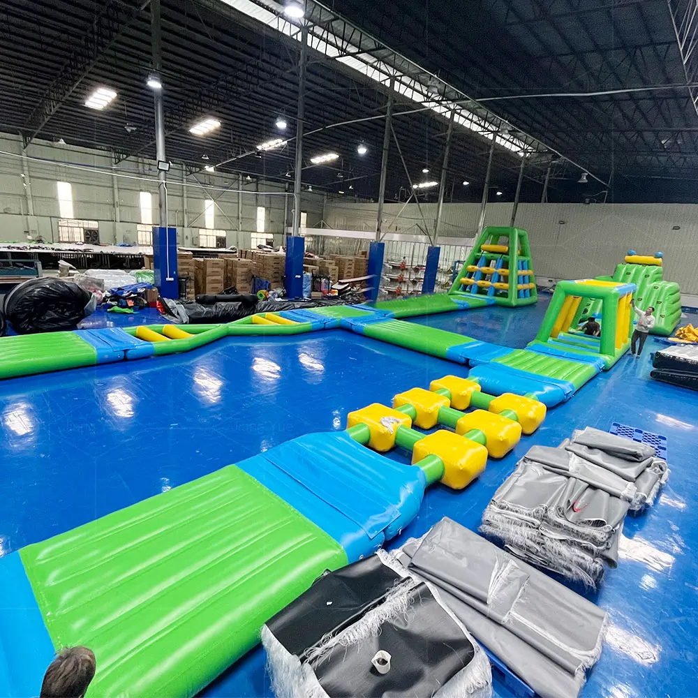 Customized Water Play Metal Frame Swimming Pool Toys Inflatable Floating Obstacle Course Water Park for Kids and Adults