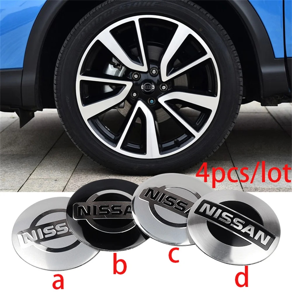 4Pcs Metal Car Wheel Hub Cap Stickers 56MM Emblem Decals For Nissan Juke Logo Serena Versa Micra 350Z 370Z Armada Kicks